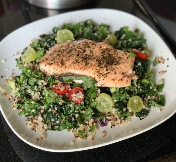 Roasted Salmon with Kale-Quinoa Salad
